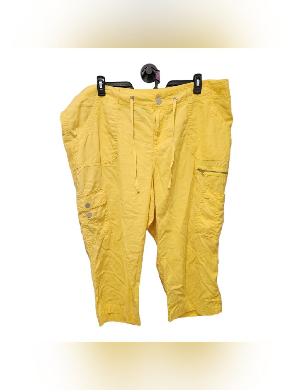 y2k Lane Bryant linen  Cotton blend yellow capris Size 22 Cropped  Streetwear